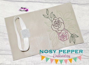 Rose ITH Notebook cover (2 sizes available) machine embroidery design DIGITAL DOWNLOAD