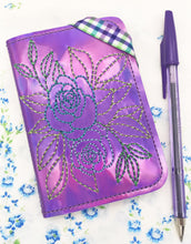 Load image into Gallery viewer, Rose ITH Notebook cover (2 sizes available) machine embroidery design DIGITAL DOWNLOAD