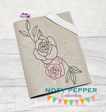 Load image into Gallery viewer, Rose ITH Notebook cover (2 sizes available) machine embroidery design DIGITAL DOWNLOAD