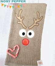 Load image into Gallery viewer, Reindeer Face 2 versions and 4 sizes included machine embroidery design DIGITAL DOWNLOAD