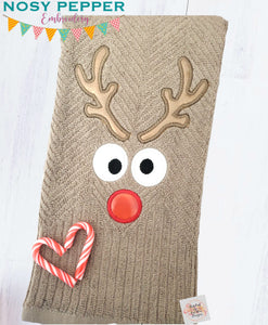 Reindeer Face 2 versions and 4 sizes included machine embroidery design DIGITAL DOWNLOAD