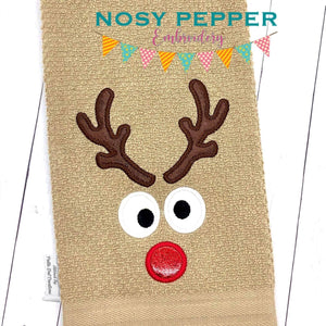 Reindeer Face 2 versions and 4 sizes included machine embroidery design DIGITAL DOWNLOAD