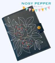 Load image into Gallery viewer, Rose ITH Notebook cover (2 sizes available) machine embroidery design DIGITAL DOWNLOAD