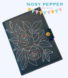 Rose ITH Notebook cover (2 sizes available) machine embroidery design DIGITAL DOWNLOAD