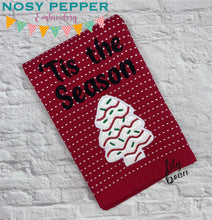 Load image into Gallery viewer, Tis the season applique machine embroidery design (4 sizes included) DIGITAL DOWNLOAD