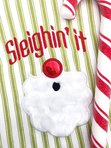 Sleighin' it applique machine embroidery design (4 sizes included) DIGITAL DOWNLOAD