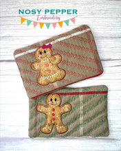 Load image into Gallery viewer, Gingerbread ITH mug rug set of 2 designs (4 sizes included) machine embroidery design DIGITAL DOWNLOAD