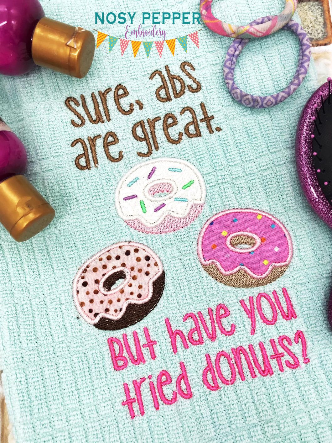 Sure abs are great but have you tried donuts applique (4 sizes included) machine embroidery design DIGITAL DOWNLOAD