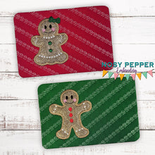 Load image into Gallery viewer, Gingerbread ITH mug rug set of 2 designs (4 sizes included) machine embroidery design DIGITAL DOWNLOAD