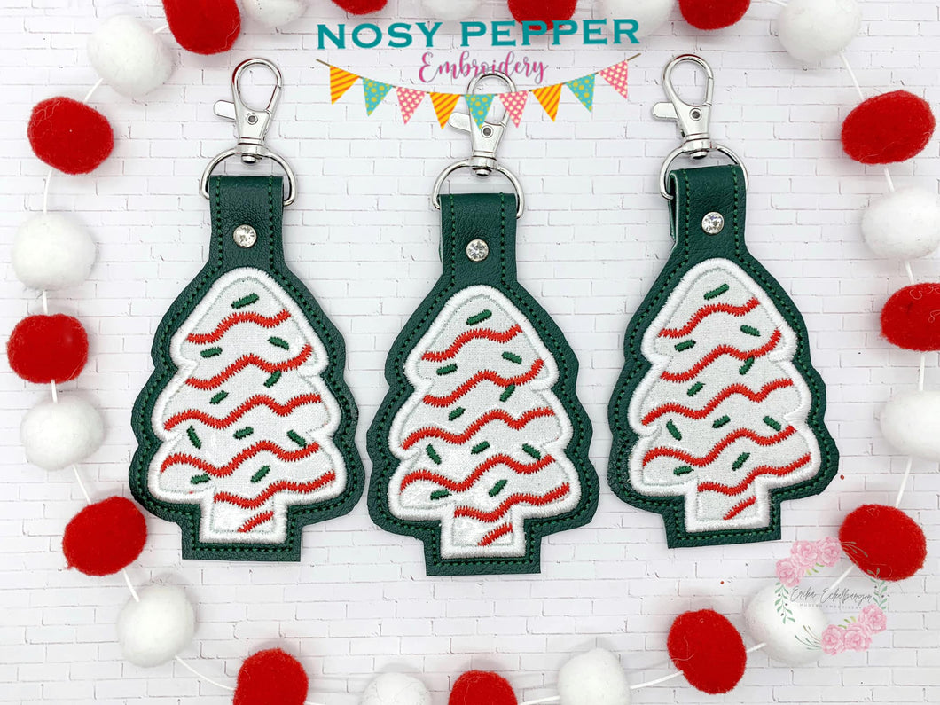 Christmas Cake applique snap tab (single & multi files included) machine embroidery design DIGITAL DOWNLOAD