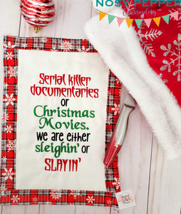 Serial Killer documentaries or Christmas movies, machine embroidery design (4 sizes included) DIGITAL DOWNLOAD
