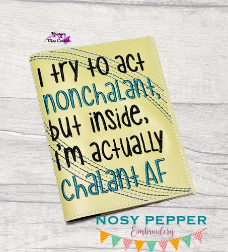 Chalant AF notebook cover (2 sizes available) machine embroidery design DIGITAL DOWNLOAD