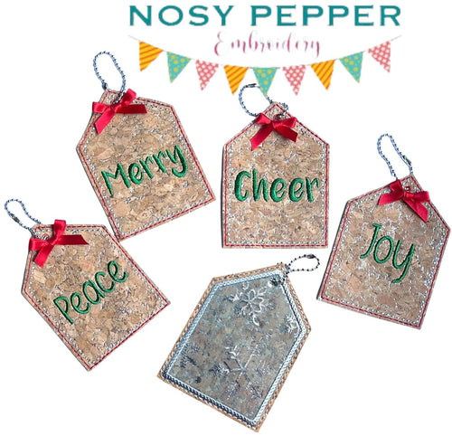 Holiday Gift Tag (set of 5 designs) machine embroidery design DIGITAL DOWNLOAD