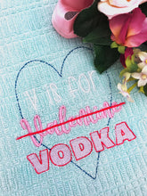 Load image into Gallery viewer, V is for Vodka embroidery design (4 sizes included) DIGITAL DOWNLOAD