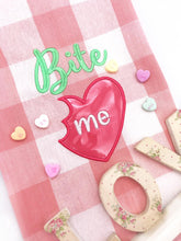 Load image into Gallery viewer, Bite me heart applique machine embroidery design (5 sizes included) DIGITAL DOWNLOAD