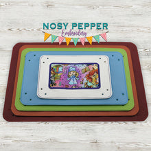 Load image into Gallery viewer, Rectangle applique ITH Tray set (5 sizes included) machine embroidery design DIGITAL DOWNLOAD
