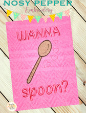 Load image into Gallery viewer, Wanna Spoon machine embroidery design (4 sizes included) DIGITAL DOWNLOAD