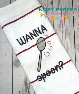 Wanna Spoon machine embroidery design (4 sizes included) DIGITAL DOWNLOAD