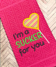 Load image into Gallery viewer, I&#39;m a sucker for you applique machine embroidery design (4 sizes included) DIGITAL DOWNLOAD