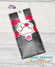 Load image into Gallery viewer, Paw heart wallet tab (2 sizes included) machine embroidery design DIGITAL DOWNLOAD