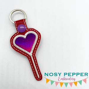 Heart Sucker applique snap tab (single & multi files included) machine embroidery design DIGITAL DOWNLOAD
