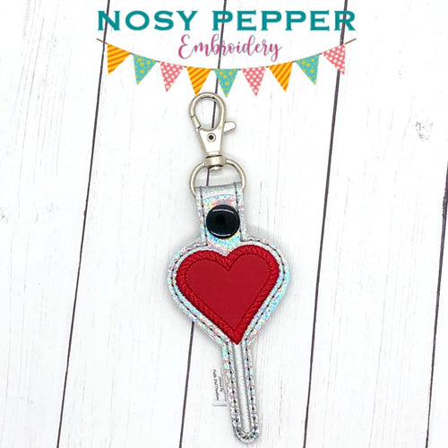 Heart Sucker applique snap tab (single & multi files included) machine embroidery design DIGITAL DOWNLOAD