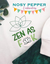 Load image into Gallery viewer, Zen as f*ck machine embroidery design (5 sizes included)
