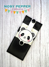 Load image into Gallery viewer, Panda Wallet tab (2 sizes included) machine embroidery design DIGITAL DOWNLOAD
