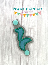 Load image into Gallery viewer, Mermaid applique Wallet tab (2 sizes included) machine embroidery design DIGITAL DOWNLOAD
