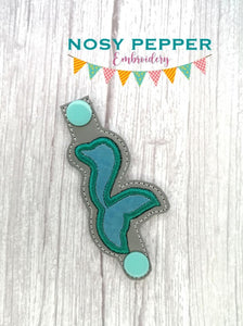 Mermaid applique Wallet tab (2 sizes included) machine embroidery design DIGITAL DOWNLOAD