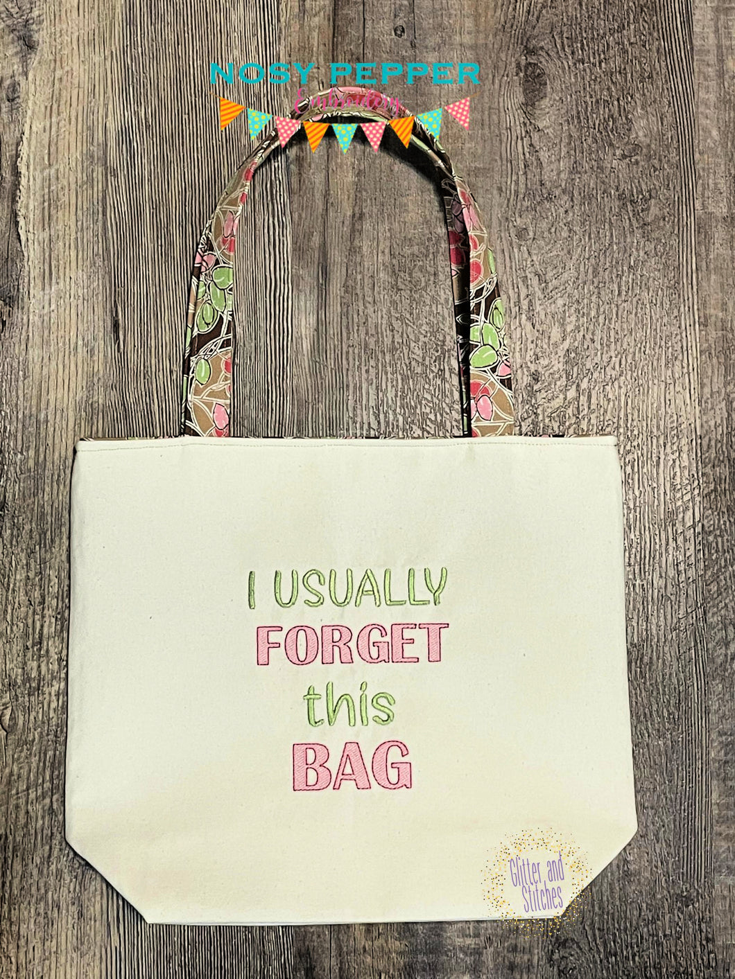 I usually forget this bag Sketchy font machine embroidery design (4 sizes included) DIGITAL DOWNLOAD