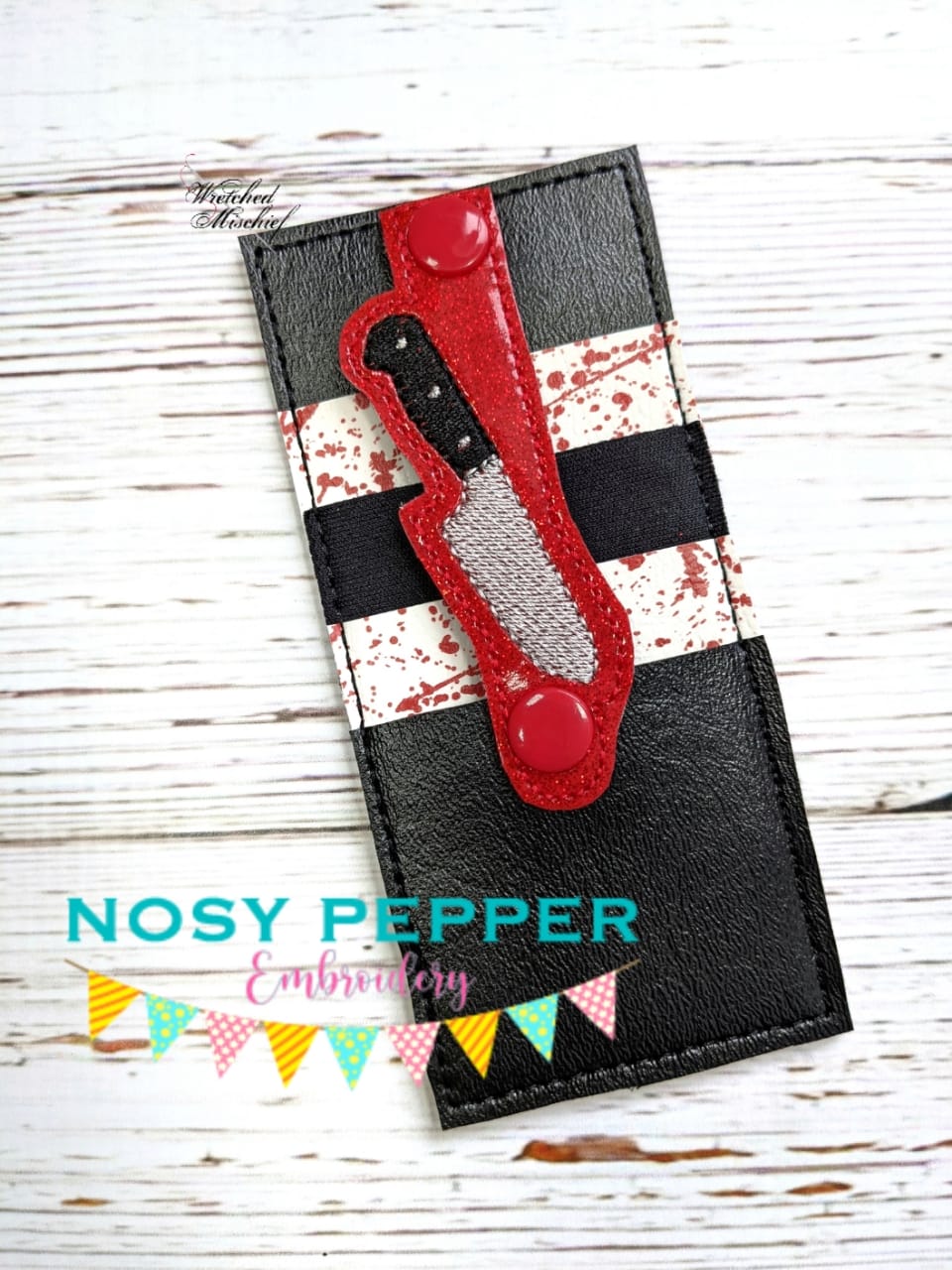 Knife Wallet tab (2 sizes included) machine embroidery design DIGITAL DOWNLOAD