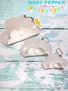 Cloud ITH pouch (5 sizes included) includes charm machine embroidery design DIGITAL DOWNLOAD