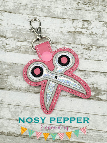 Scissors applique snap tab (single and multi files included) machine embroidery design DIGITAL DOWNLOAD
