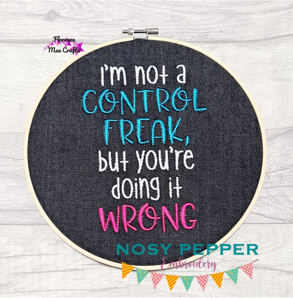 Control Freak machine embroidery design (4 sizes included) DIGITAL DOWNLOAD