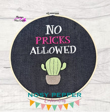 Load image into Gallery viewer, No pricks allowed machine embroidery design (4 sizes included) DIGITAL DOWNLOAD