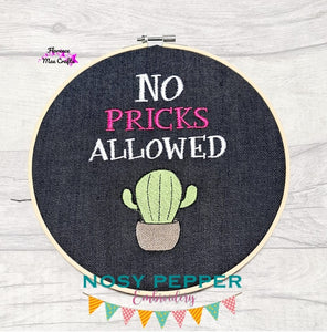 No pricks allowed machine embroidery design (4 sizes included) DIGITAL DOWNLOAD