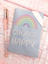 Load image into Gallery viewer, Choose happy sketchy rainbow notebook cover (2 sizes available) machine embroidery design DIGITAL DOWNLOAD