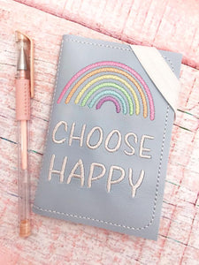 Choose happy sketchy rainbow notebook cover (2 sizes available) machine embroidery design DIGITAL DOWNLOAD