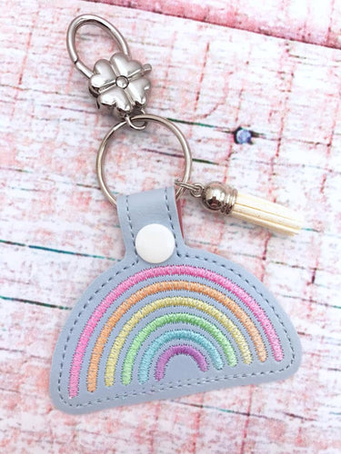 Sketchy Rainbow snap tab (single & multi file included) machine embroidery design DIGITAL DOWNLOAD