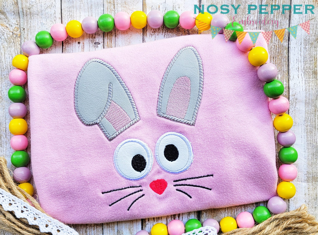 Bunny face applique machine embroidery design (5 sizes included) DIGITAL DOWNLOAD