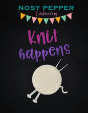 Load image into Gallery viewer, Knit happens applique machine embroidery design (4 sizes included) DIGITAL DOWNLOAD