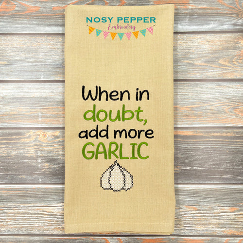 When in doubt add more garlic machine embroidery design (4 sizes included) DIGITAL DOWNLOAD