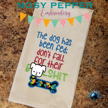 Load image into Gallery viewer, The dog has been fed applique machine embroidery design (4 sizes included) DIGITAL DOWNLOAD