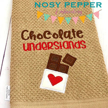 Load image into Gallery viewer, Chocolate understands applique machine embroidery design (4 sizes included) DIGITAL DOWNLOAD