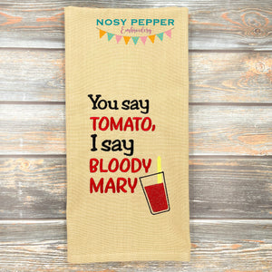 You say tomato, I say bloody mary machine embroidery design (4 sizes included) DIGITAL DOWNLOAD