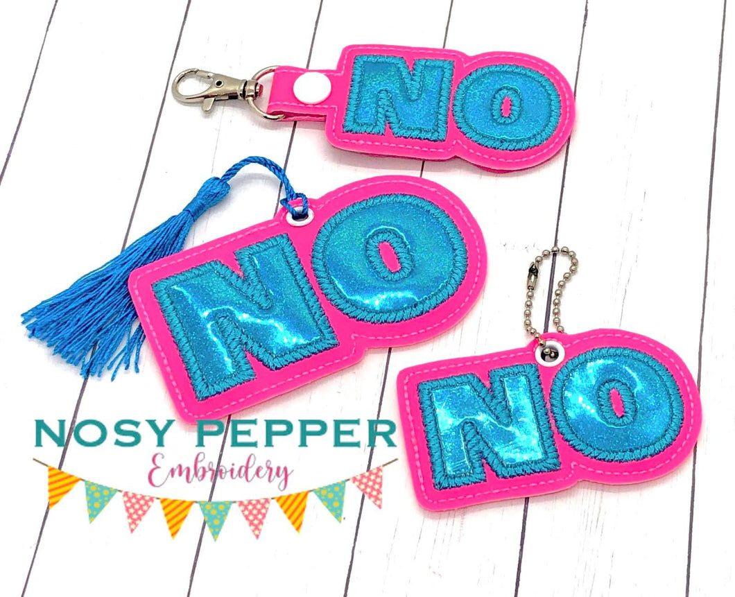 No Applique set (bookmark, snap tab, and eyelet included) machine embroidery design DIGITAL DOWNLOAD
