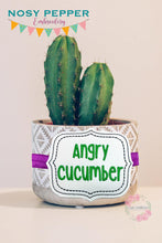 Load image into Gallery viewer, Angry cucumber planter band (3 sizes included) machine embroidery design DIGITAL DOWNLOAD