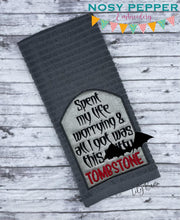 Load image into Gallery viewer, Spent my life worrying and all i got was this sh*tty tombstone machine applique embroidery design (4 sizes included) DIGITAL DOWNLOAD
