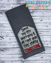 Load image into Gallery viewer, Spent my life worrying and all i got was this sh*tty tombstone machine applique embroidery design (4 sizes included) DIGITAL DOWNLOAD